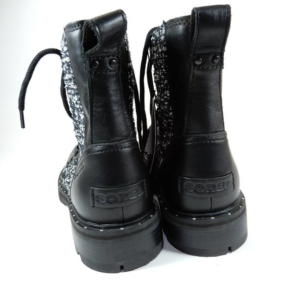 SOREL Lennox Lace Waterproof Shearling BOOTS Size 6.5 Black Leather NEW $200 - Picture 6 of 12